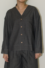 Load image into Gallery viewer, Cotton Denim Jacket in Black