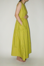 Load image into Gallery viewer, Maxi Tiered Pocket Dress in Lime Green