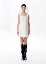 Load image into Gallery viewer, Bow Back Pocket Tailored Dress in White