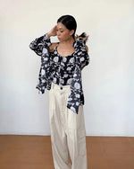Load image into Gallery viewer, Garden Floral Kimono Cardigan in Black