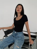 Load image into Gallery viewer, Padded Stretch Tee in Black