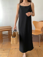 Load image into Gallery viewer, Korean Classic Cami Slip Dress in Black- F
