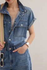 Load image into Gallery viewer, Denim Utility Maxi Jumpsuit in Blue