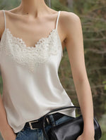 Load image into Gallery viewer, Lace Satin Camisole in White