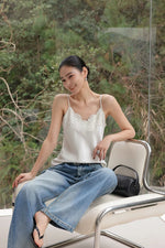 Load image into Gallery viewer, Lace Satin Camisole in White