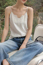 Load image into Gallery viewer, Lace Satin Camisole in White