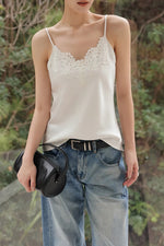 Load image into Gallery viewer, Lace Satin Camisole in White