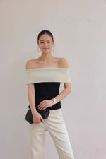 Load image into Gallery viewer, Contrast Off Shoulder Top in Black/Cream