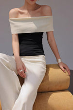 Load image into Gallery viewer, Contrast Off Shoulder Top in Black/Cream
