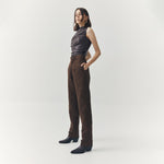 Load image into Gallery viewer, Jett Suede Tailored Pants in Brown