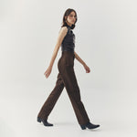 Load image into Gallery viewer, Jett Suede Tailored Pants in Brown