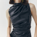 Load image into Gallery viewer, Juno Faux Leather Tank in Black
