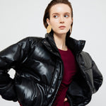 Load image into Gallery viewer, Lyra Quilted Faux Leather Jacket in Black