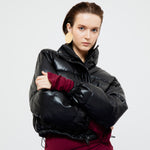 Load image into Gallery viewer, Lyra Quilted Faux Leather Jacket in Black