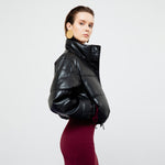 Load image into Gallery viewer, Lyra Quilted Faux Leather Jacket in Black