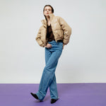 Load image into Gallery viewer, Lyra Quilted Faux Leather Jacket in Creme