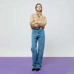 Load image into Gallery viewer, Lyra Quilted Faux Leather Jacket in Creme