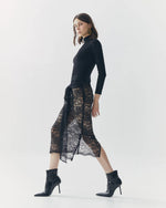 Load image into Gallery viewer, Mila See Thru Lace Skirt in Black