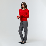 Load image into Gallery viewer, Nemi Feather Trim Knit Cardigan in Red
