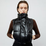 Load image into Gallery viewer, Riley Quilted Faux Leather Vest in Black
