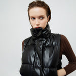 Load image into Gallery viewer, Riley Quilted Faux Leather Vest in Black