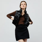 Load image into Gallery viewer, Riley Quilted Faux Leather Vest in Black