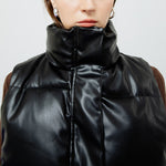 Load image into Gallery viewer, Riley Quilted Faux Leather Vest in Black