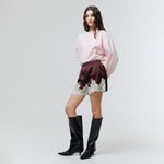 Load image into Gallery viewer, Rosalie Lace Satin Shorts in Plum
