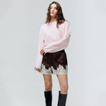 Load image into Gallery viewer, Rosalie Lace Satin Shorts in Plum
