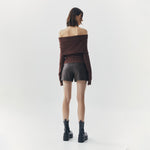 Load image into Gallery viewer, Sia Off Shoulder Knit Top in Brown