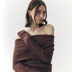 Load image into Gallery viewer, Sia Off Shoulder Knit Top in Brown
