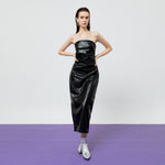 Load image into Gallery viewer, Sienna Faux Leather Bustier Dress in Black