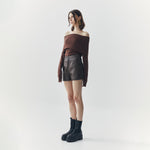 Load image into Gallery viewer, Wren Faux Leather Shorts in Brown