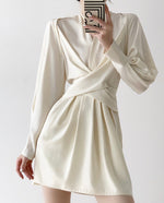 Load image into Gallery viewer, Tigre Crossover Gather Dress in Cream