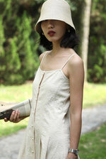 Load image into Gallery viewer, Textured Button Cami Midi Dress in Cream