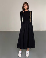 Load image into Gallery viewer, Long Sleeve Cutout Pocket Dress in Black