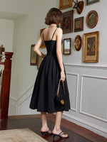 Load image into Gallery viewer, Marion Bustier Button A-Line Dress in Black