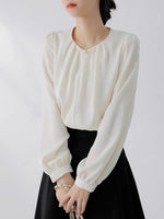Load image into Gallery viewer, Pankou Button Long Sleeve Blouse in Cream