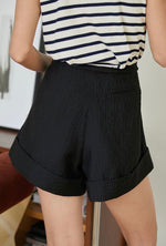Load image into Gallery viewer, Tencel Blend Crepe Cuff Shorts in Latte