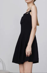 Load image into Gallery viewer, Cutout Bow Cami Mid Dress in Black