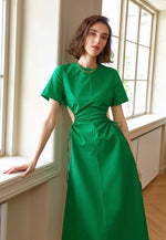 Load image into Gallery viewer, Zave Side Cutout Midi Dress in Green