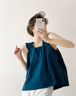Load image into Gallery viewer, Ruffle Strap Tent Top in Blue