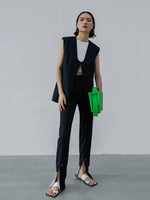 Load image into Gallery viewer, 2-Way Cuff Split Hem Trousers in Black