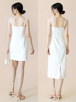 Load image into Gallery viewer, Tremiti Tulle Strap Midi Dress in White