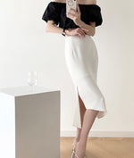 Load image into Gallery viewer, Cherelle Off Shoulder Cropped Bubble Top in Black