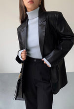 Load image into Gallery viewer, Ribbed Foldover Turtleneck Top in Blue