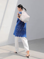 Load image into Gallery viewer, Laser Cut Crochet Sleeveless Dress in Blue