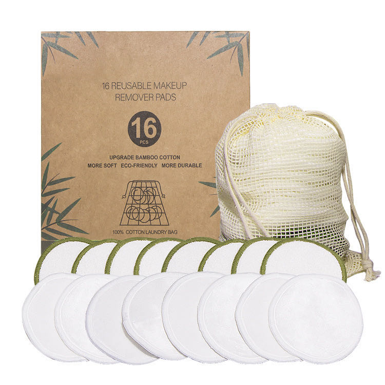 Reusable Makeup Remover Bamboo Cotton Pads- 16 pc set
