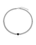 Load image into Gallery viewer, Silver Black Heart Curb Chain Necklace