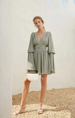 Load image into Gallery viewer, Esmi Pleated Dress- Sage